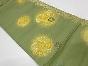 アンティーク　若松に松ぼっくり・桜模様織出し袋帯（材料）